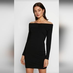 Nasty Gal Sexy Little Black Dress Off Shoulder Mini with Slit Med NWOT